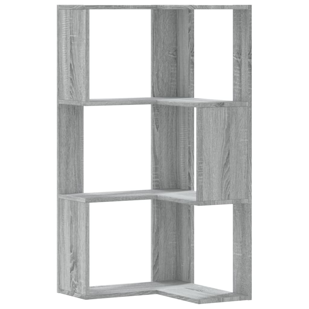 Boekenkast 3-laags hoek 50x50x102 cm bewerkt hout grijs sonoma is nu te koop bij PeponiXL, paradijselijk wonen!