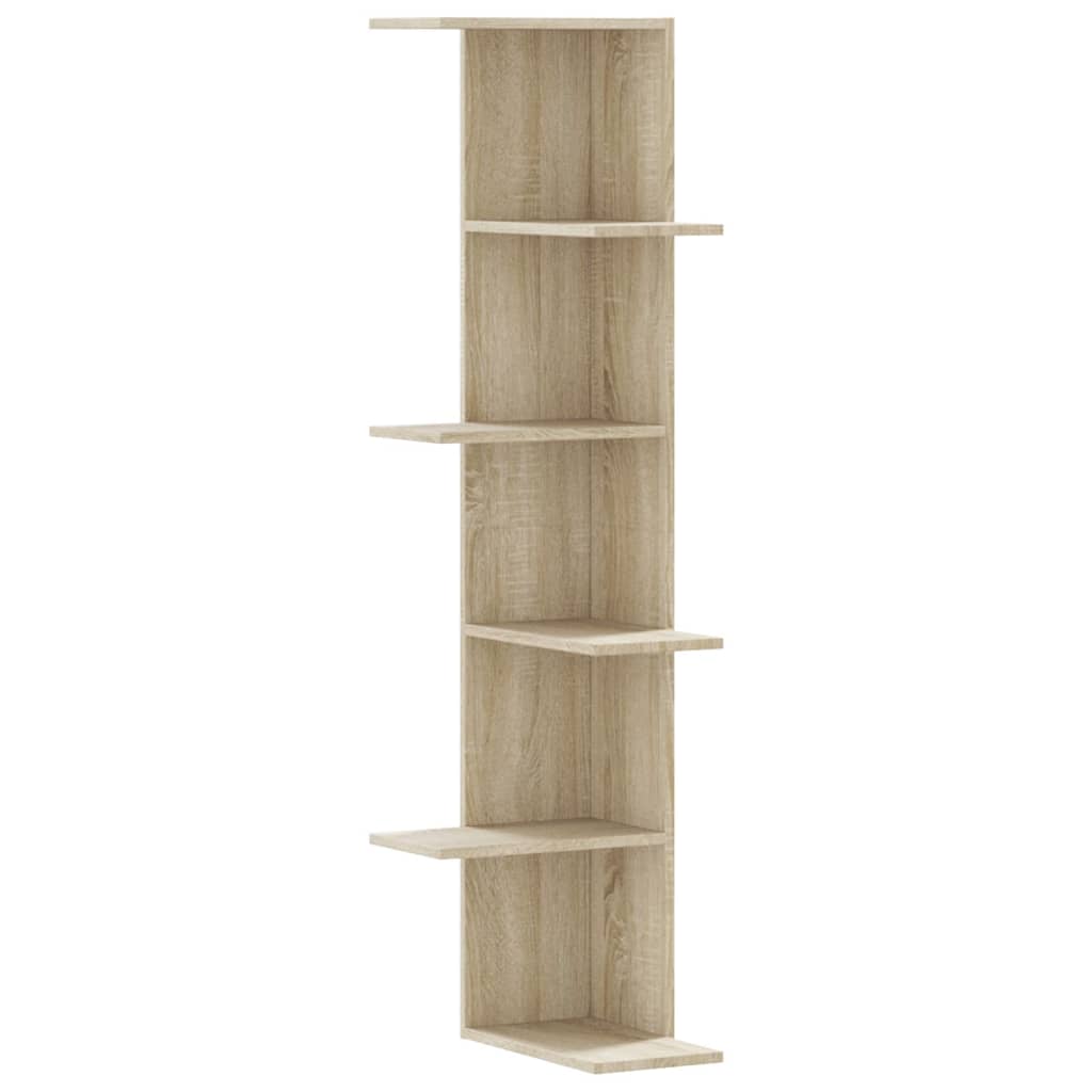 Hoekwandschap 36,5x36,5x140 cm bewerkt hout sonoma eikenkleurig is nu te koop bij PeponiXL, paradijselijk wonen!