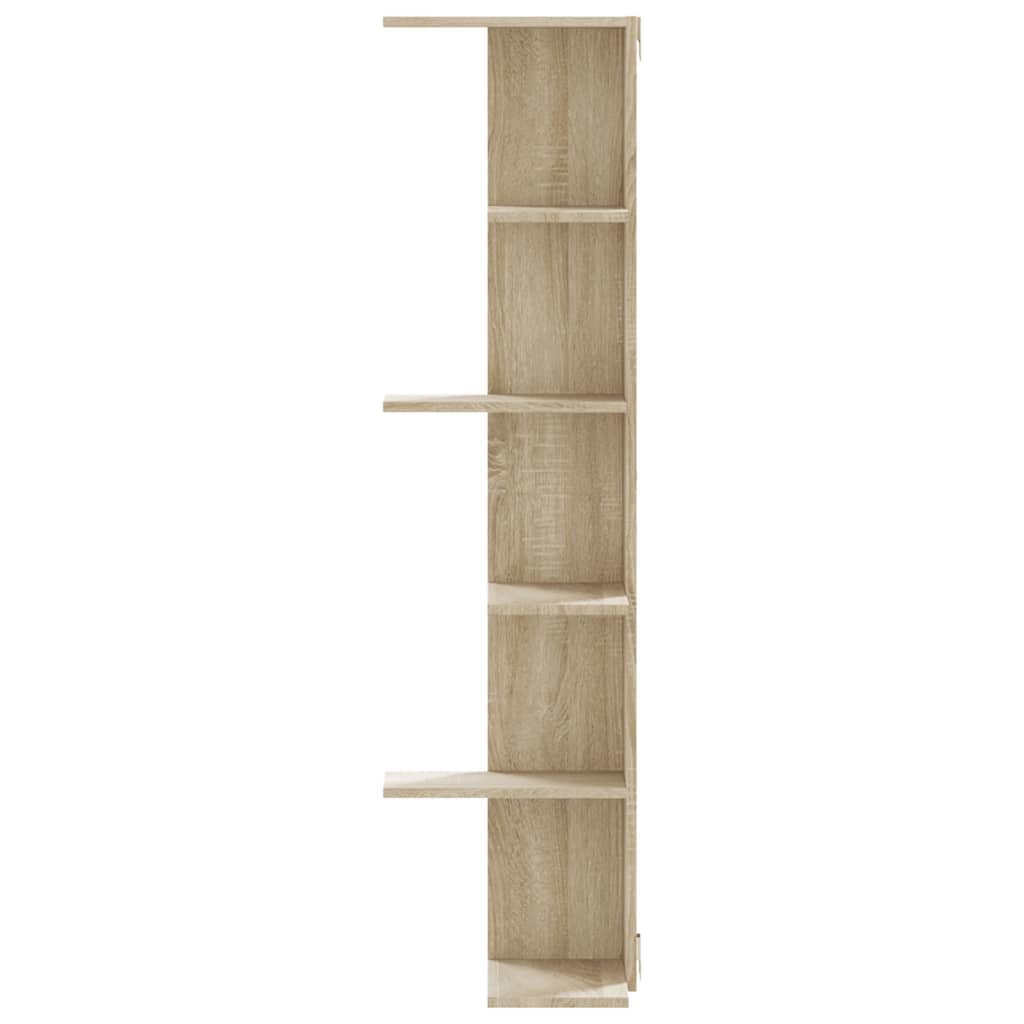 Hoekwandschap 36,5x36,5x140 cm bewerkt hout sonoma eikenkleurig is nu te koop bij PeponiXL, paradijselijk wonen!