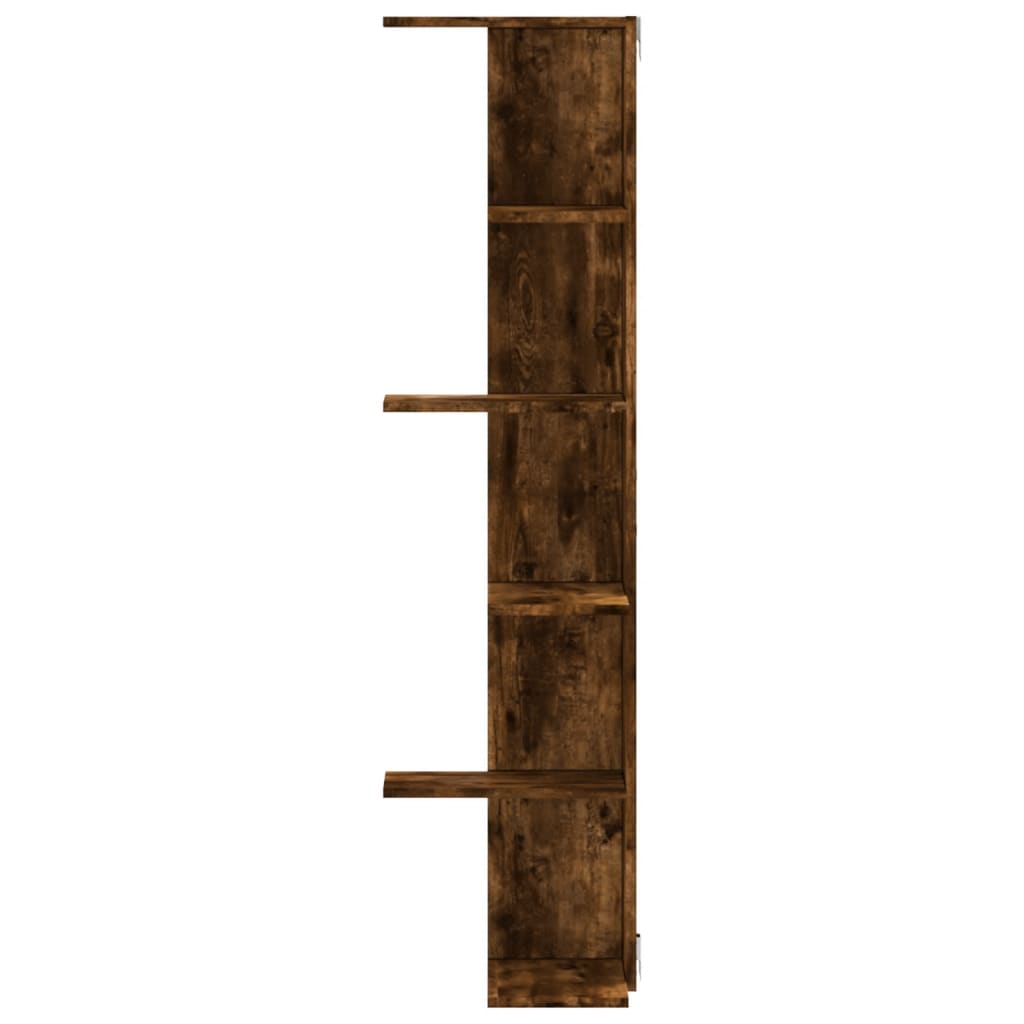 Hoekwandschap 36,5x36,5x140 cm bewerkt hout gerookt eikenkleur is nu te koop bij PeponiXL, paradijselijk wonen!