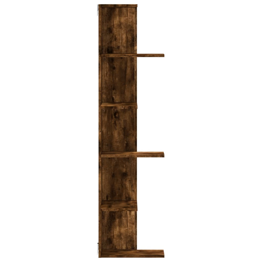 Hoekwandschap 36,5x36,5x140 cm bewerkt hout gerookt eikenkleur is nu te koop bij PeponiXL, paradijselijk wonen!