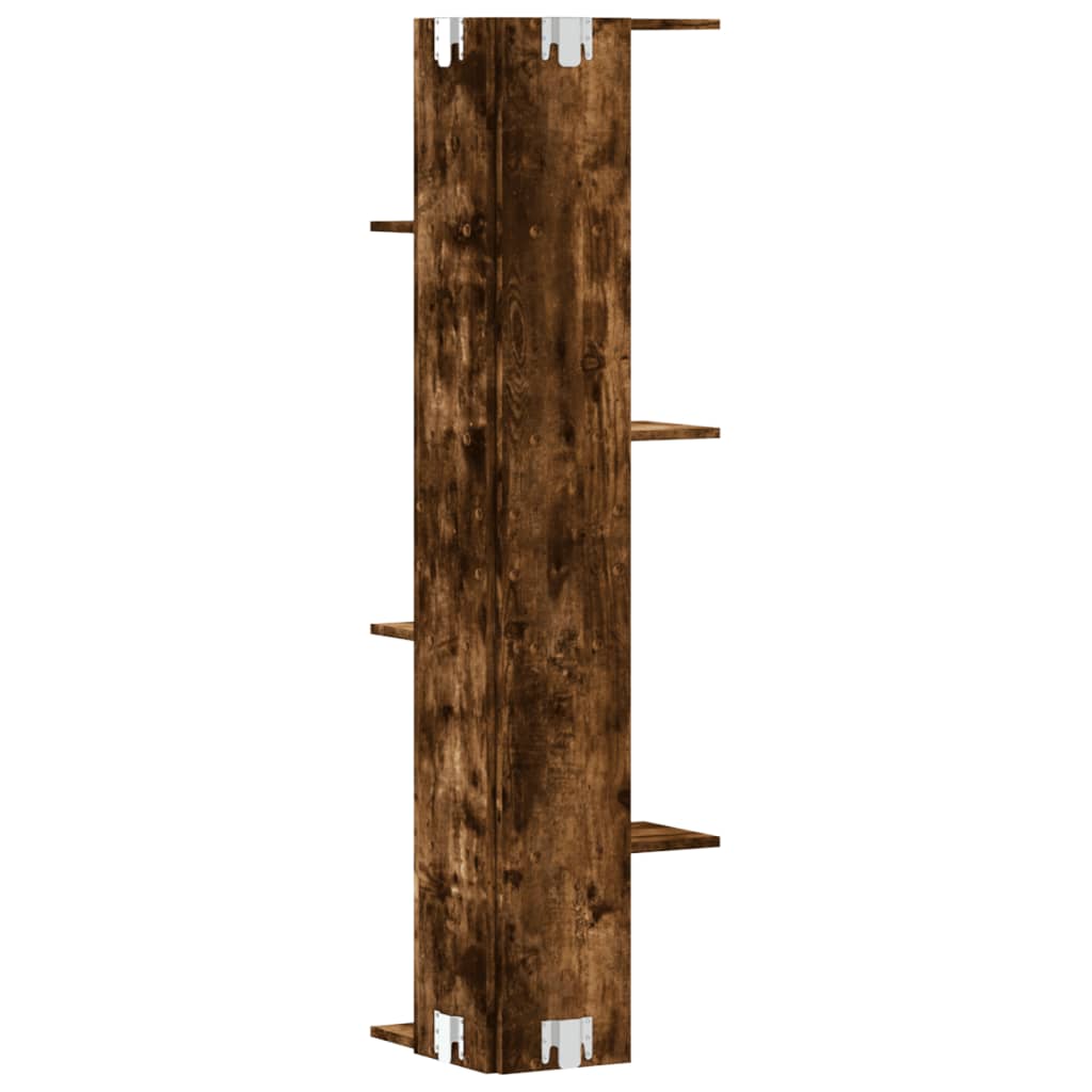 Hoekwandschap 36,5x36,5x140 cm bewerkt hout gerookt eikenkleur is nu te koop bij PeponiXL, paradijselijk wonen!