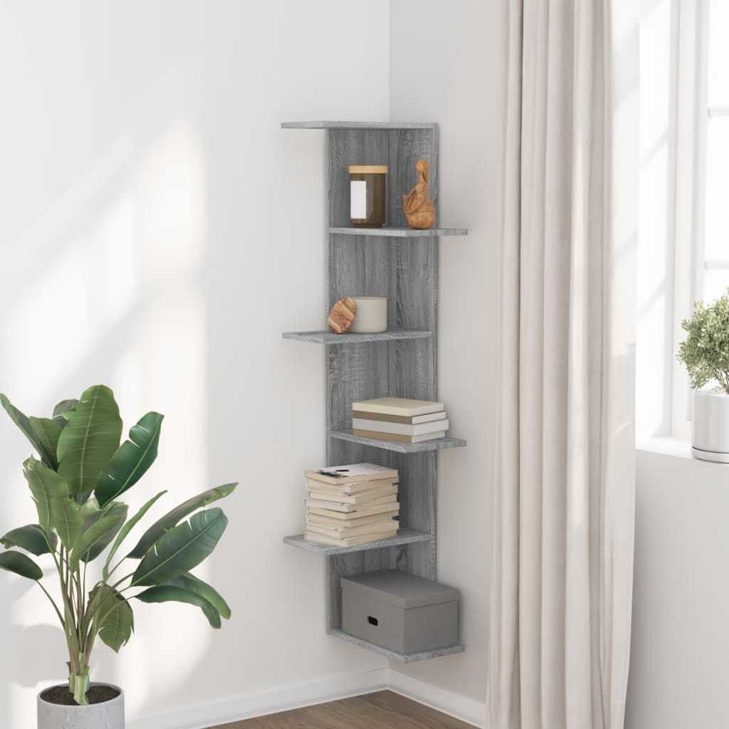 Hoekwandschap 36,5x36,5x140 cm bewerkt hout grijs sonoma eiken is nu te koop bij PeponiXL, paradijselijk wonen!