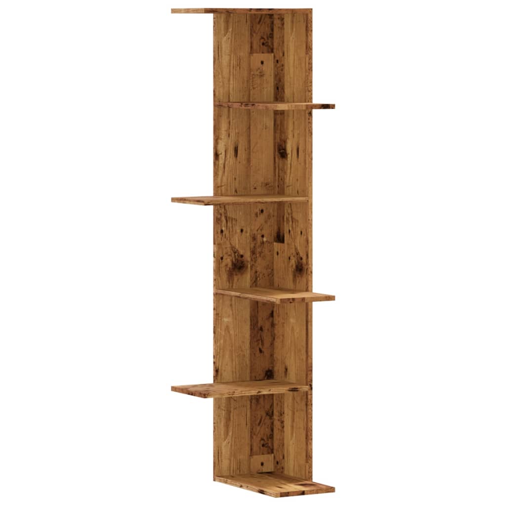 Hoekwandschap 36,5x36,5x140 cm bewerkt hout out houtkleurig is nu te koop bij PeponiXL, paradijselijk wonen!