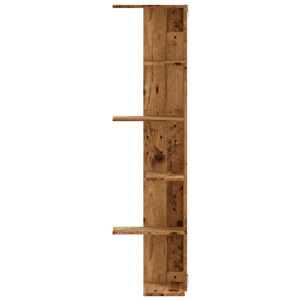 Hoekwandschap 36,5x36,5x140 cm bewerkt hout out houtkleurig is nu te koop bij PeponiXL, paradijselijk wonen!