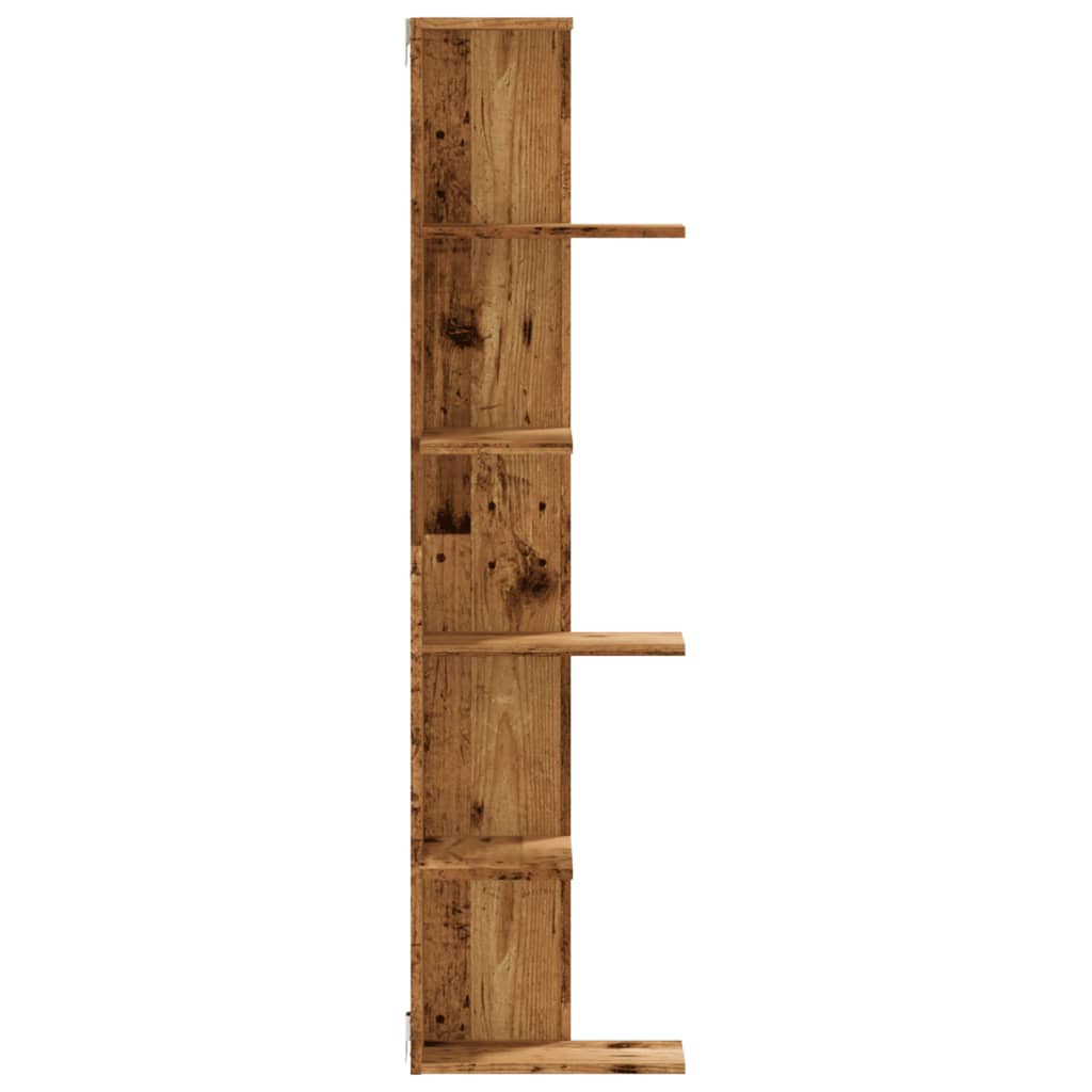 Hoekwandschap 36,5x36,5x140 cm bewerkt hout out houtkleurig is nu te koop bij PeponiXL, paradijselijk wonen!