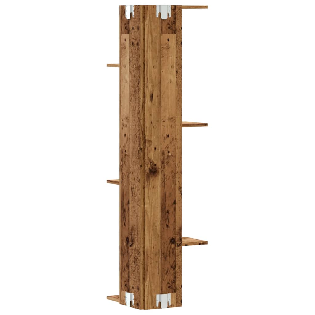 Hoekwandschap 36,5x36,5x140 cm bewerkt hout out houtkleurig is nu te koop bij PeponiXL, paradijselijk wonen!