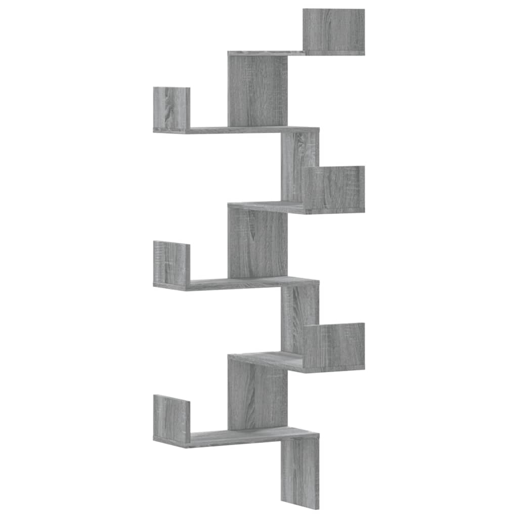 Hoekwandschap 45x45x147 cm bewerkt hout grijs sonoma eikenkleur is nu te koop bij PeponiXL, paradijselijk wonen!