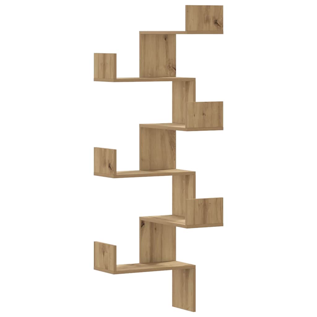 Hoekwandschap 45x45x147 cm bewerkt hout artisanaal eikenkleurig is nu te koop bij PeponiXL, paradijselijk wonen!