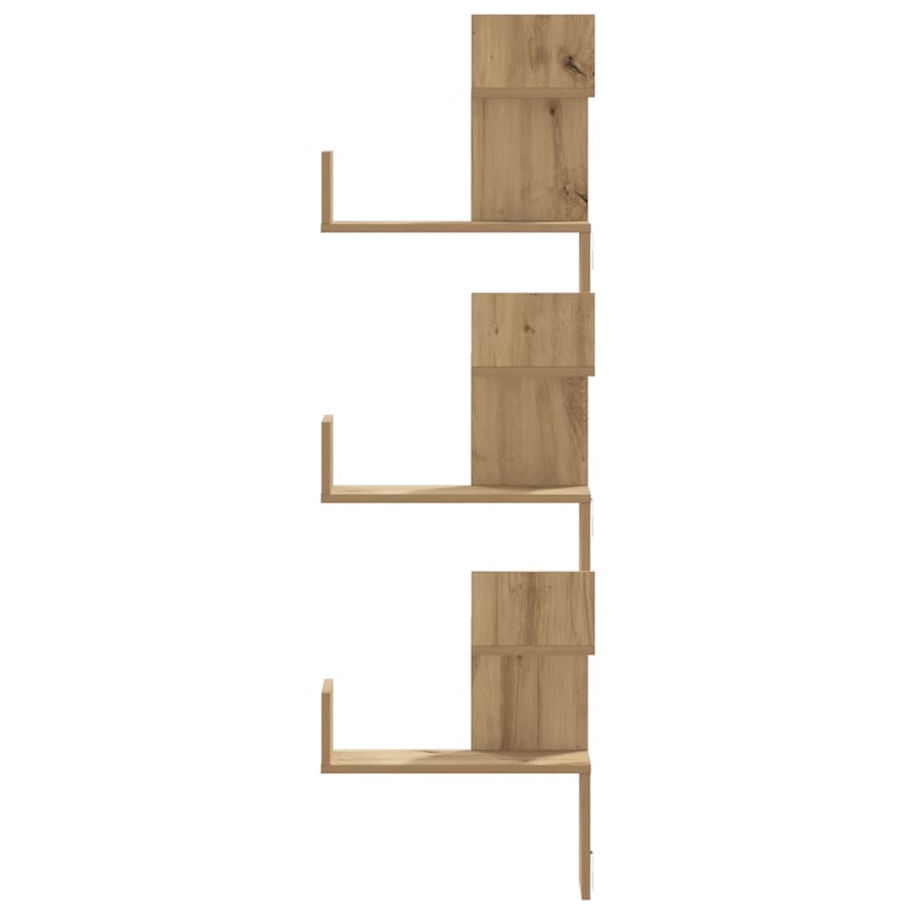 Hoekwandschap 45x45x147 cm bewerkt hout artisanaal eikenkleurig is nu te koop bij PeponiXL, paradijselijk wonen!