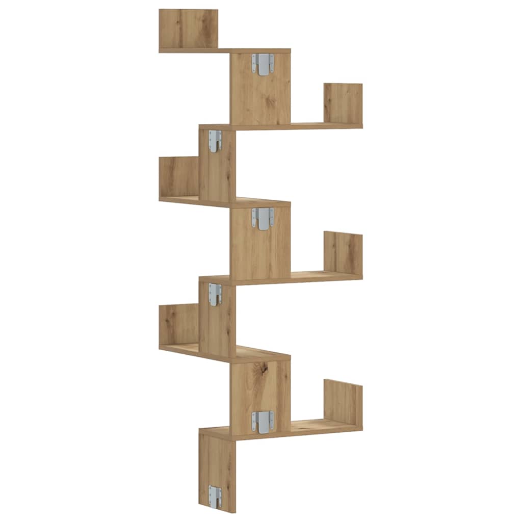 Hoekwandschap 45x45x147 cm bewerkt hout artisanaal eikenkleurig is nu te koop bij PeponiXL, paradijselijk wonen!