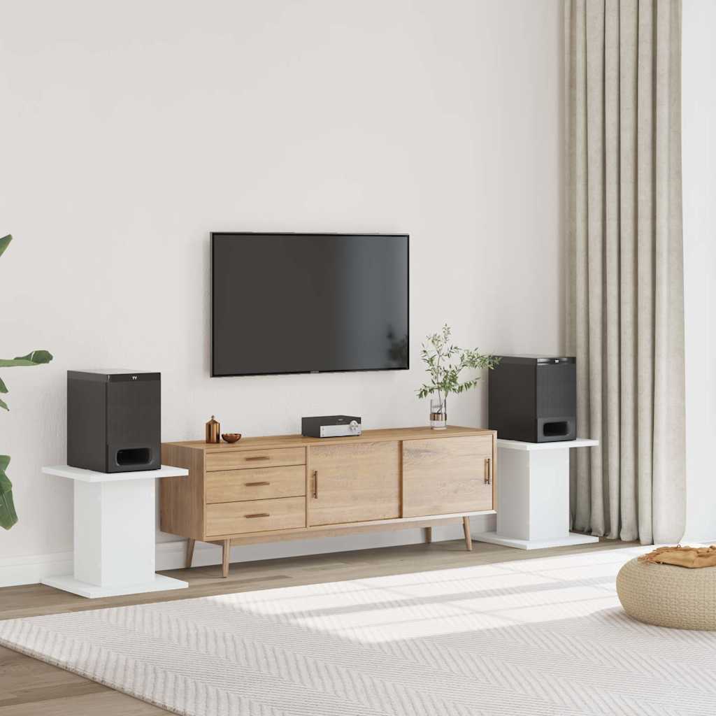Speakerstandaards 2 st 30x30x40 cm bewerkt hout wit is nu te koop bij PeponiXL, paradijselijk wonen!