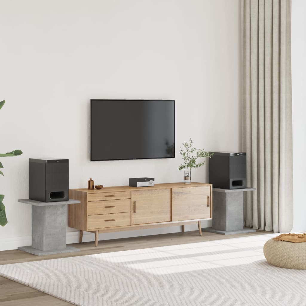 Speakerstandaards 2 st 30x30x40 cm bewerkt hout betongrijs is nu te koop bij PeponiXL, paradijselijk wonen!