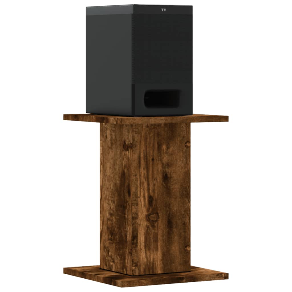 Speakerstandaards 2 st 30x30x40 cm bewerkt hout gerookt eiken is nu te koop bij PeponiXL, paradijselijk wonen!