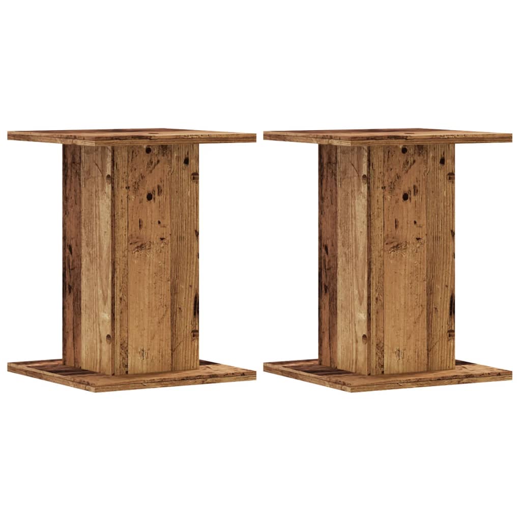 Speakerstandaards 2 st 30x30x40 cm bewerkt hout oud houtkleurig is nu te koop bij PeponiXL, paradijselijk wonen!