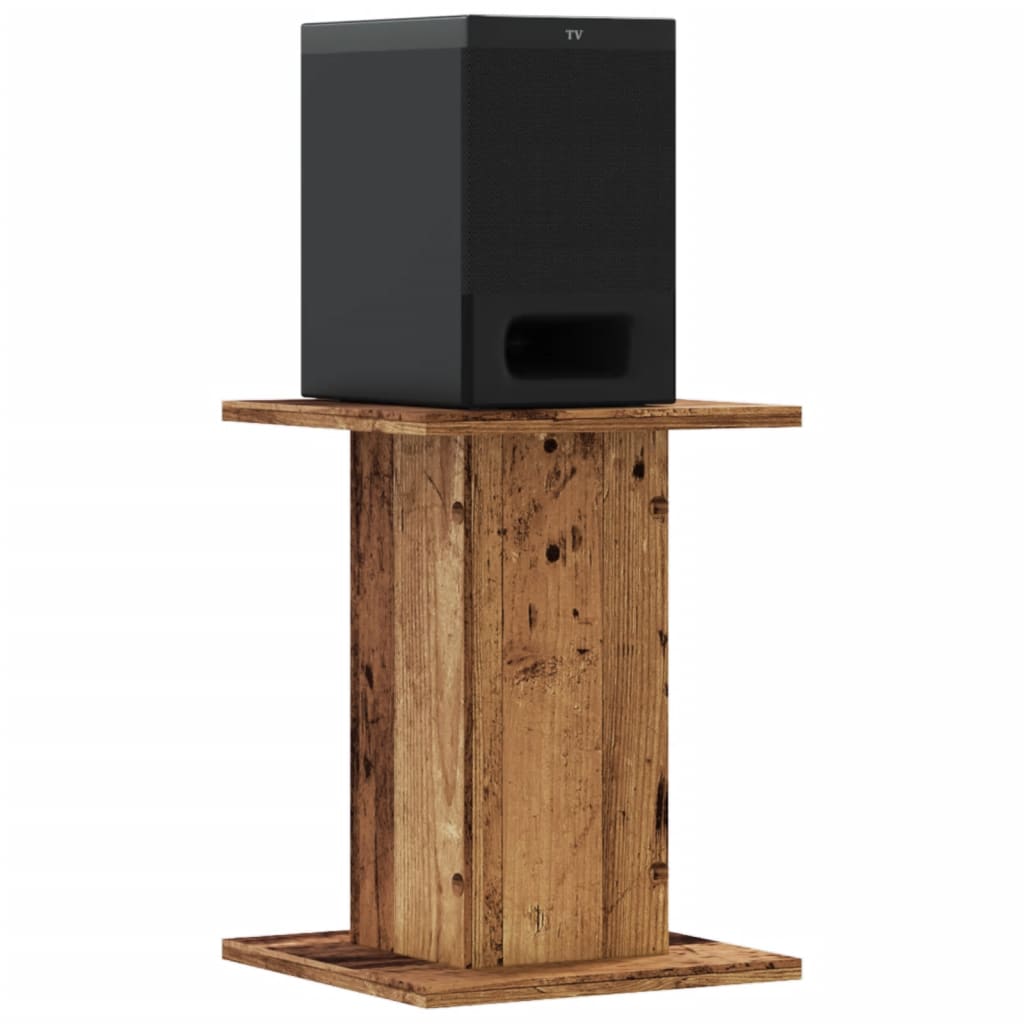 Speakerstandaards 2 st 30x30x40 cm bewerkt hout oud houtkleurig is nu te koop bij PeponiXL, paradijselijk wonen!