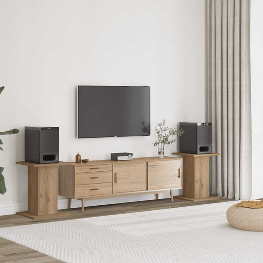 Speakerstandaards 2 st 30x30x40 cm hout artisanaal eikenkleurig is nu te koop bij PeponiXL, paradijselijk wonen!