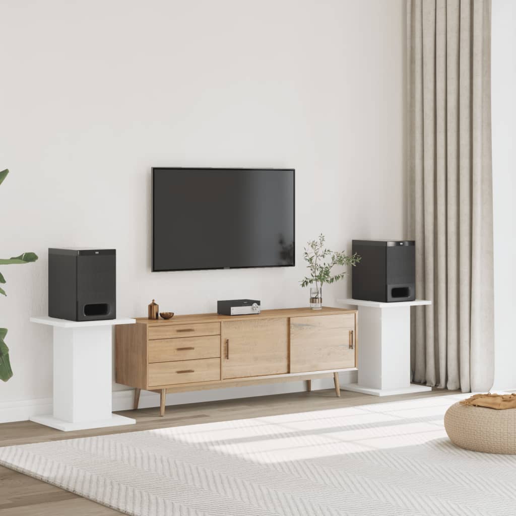 Speakerstandaards 2 st 30x30x60 cm bewerkt hout wit is nu te koop bij PeponiXL, paradijselijk wonen!