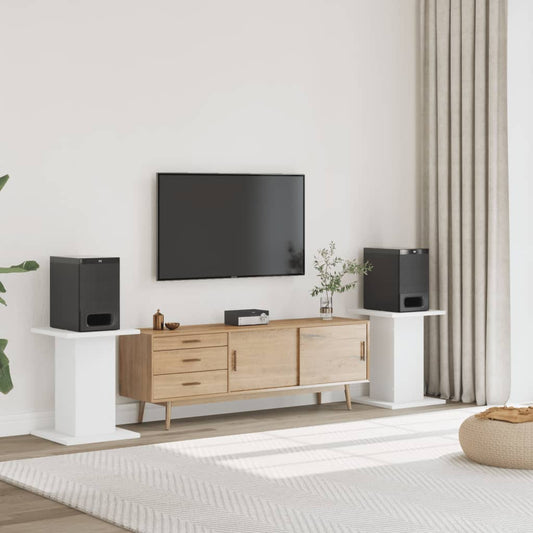 Speakerstandaards 2 st 30x30x60 cm bewerkt hout wit is nu te koop bij PeponiXL, paradijselijk wonen!