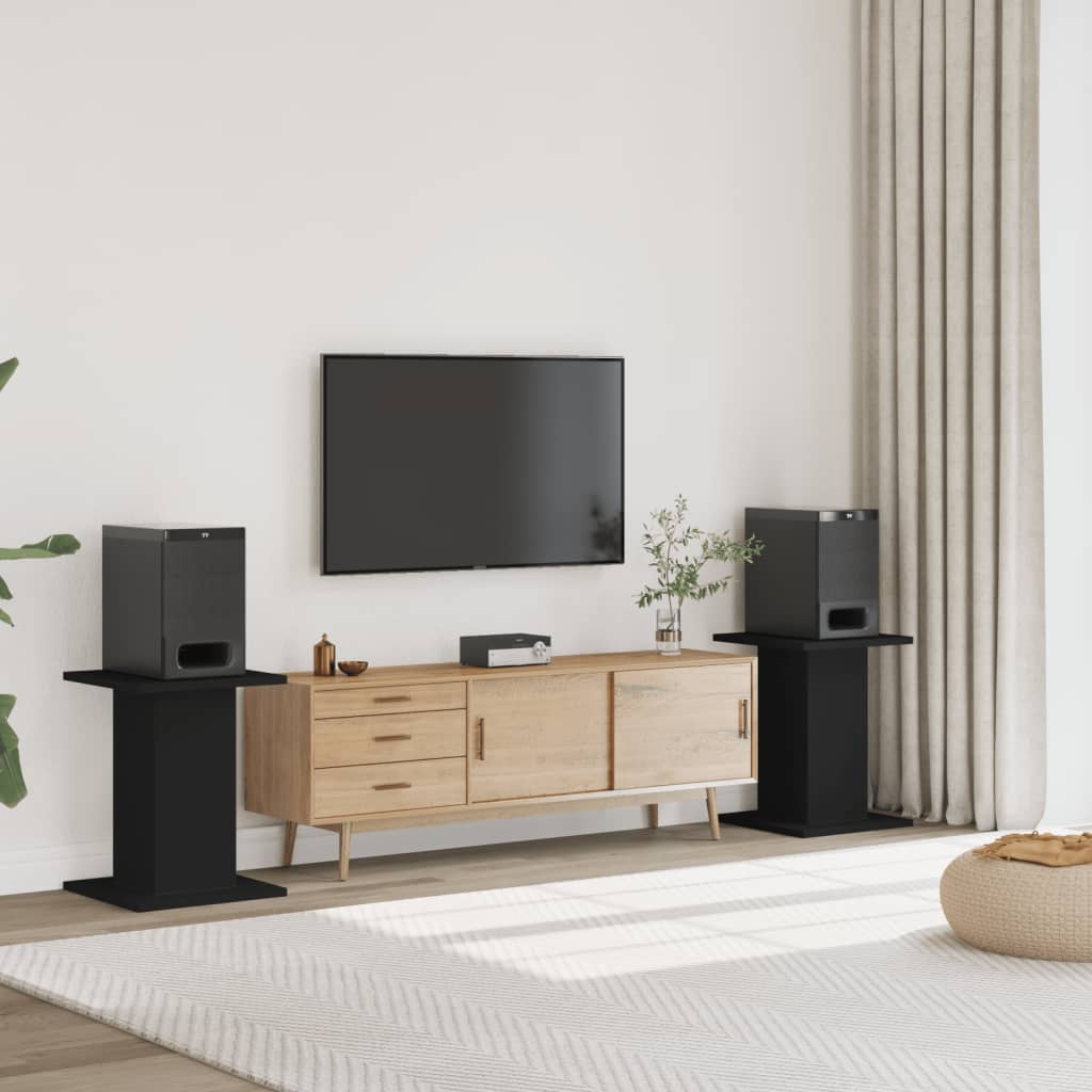 Speakerstandaards 2 st 30x30x60 cm bewerkt hout zwart is nu te koop bij PeponiXL, paradijselijk wonen!