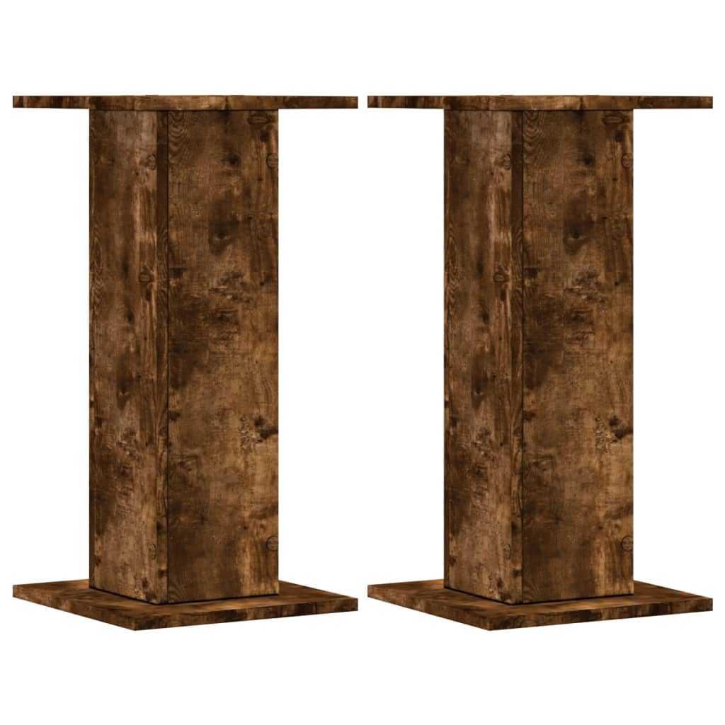 Speakerstandaards 2 st 30x30x60 cm bewerkt hout gerookt eiken is nu te koop bij PeponiXL, paradijselijk wonen!