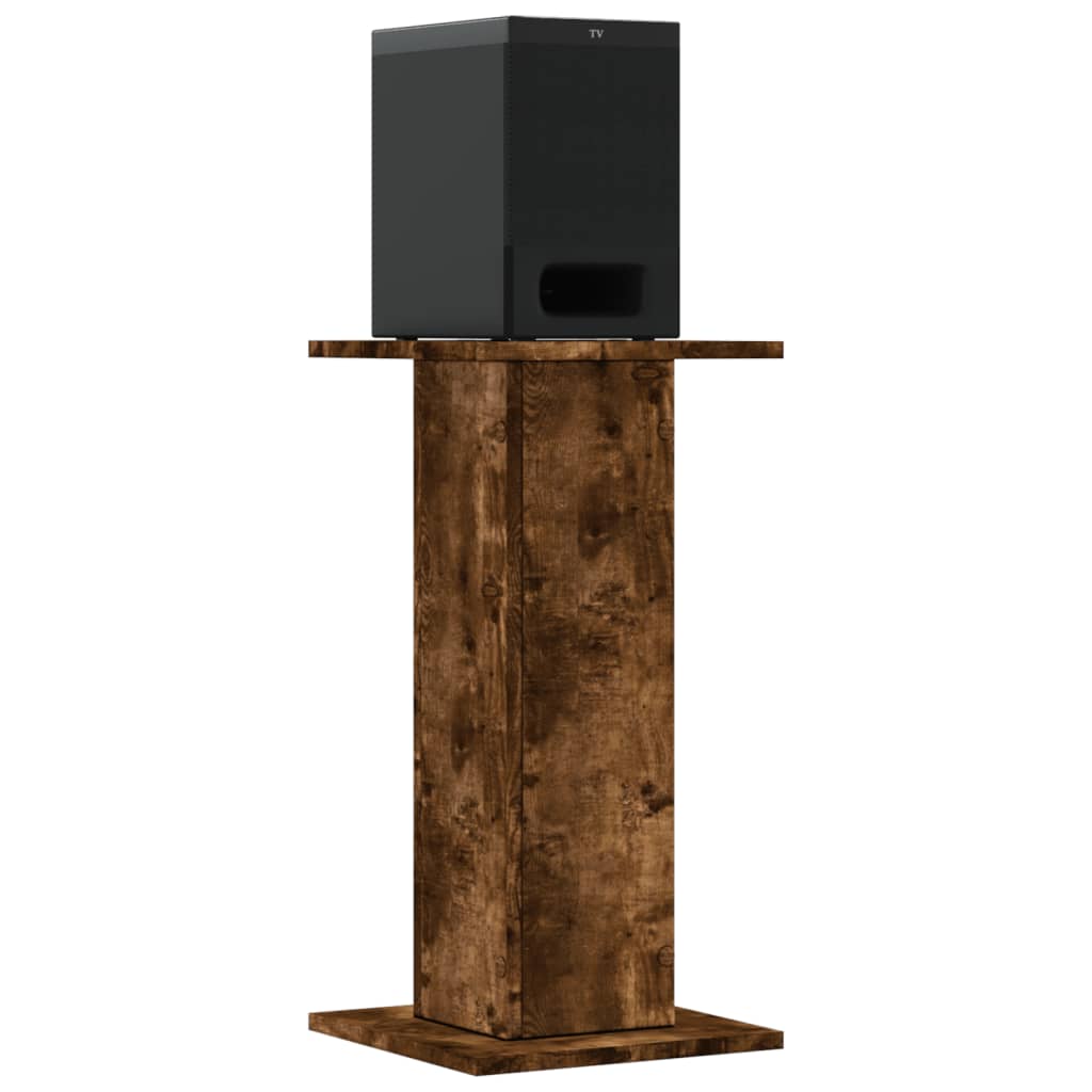 Speakerstandaards 2 st 30x30x60 cm bewerkt hout gerookt eiken is nu te koop bij PeponiXL, paradijselijk wonen!