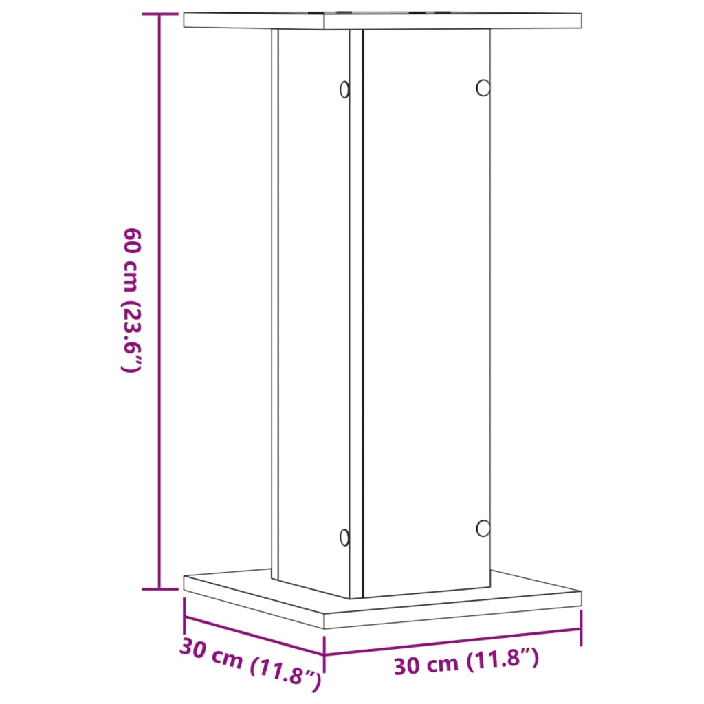 Speakerstandaards 2 st 30x30x60 cm bewerkt hout gerookt eiken is nu te koop bij PeponiXL, paradijselijk wonen!