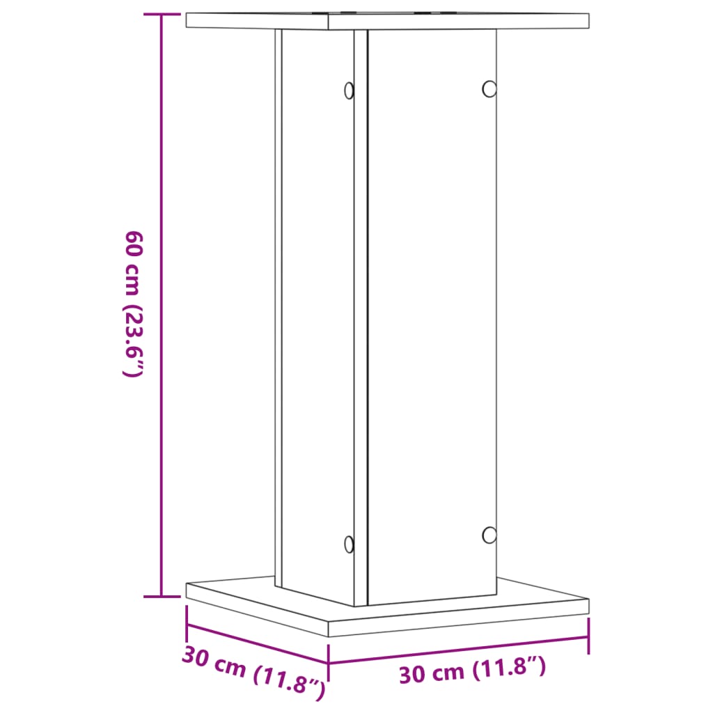 Speakerstandaards 2 st 30x30x60 cm bewerkt hout grijs sonoma is nu te koop bij PeponiXL, paradijselijk wonen!