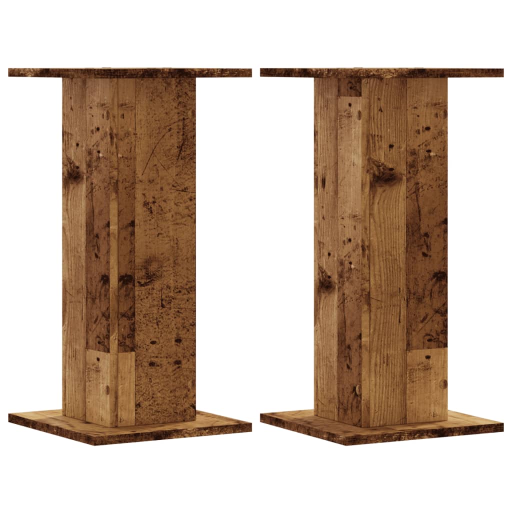 Speakerstandaards 2 st 30x30x60 cm bewerkt hout oud houtkleurig is nu te koop bij PeponiXL, paradijselijk wonen!