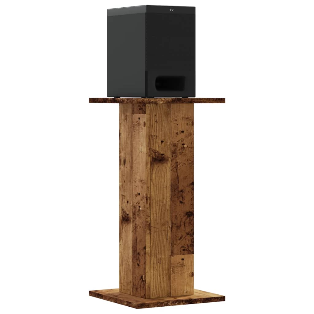 Speakerstandaards 2 st 30x30x60 cm bewerkt hout oud houtkleurig is nu te koop bij PeponiXL, paradijselijk wonen!