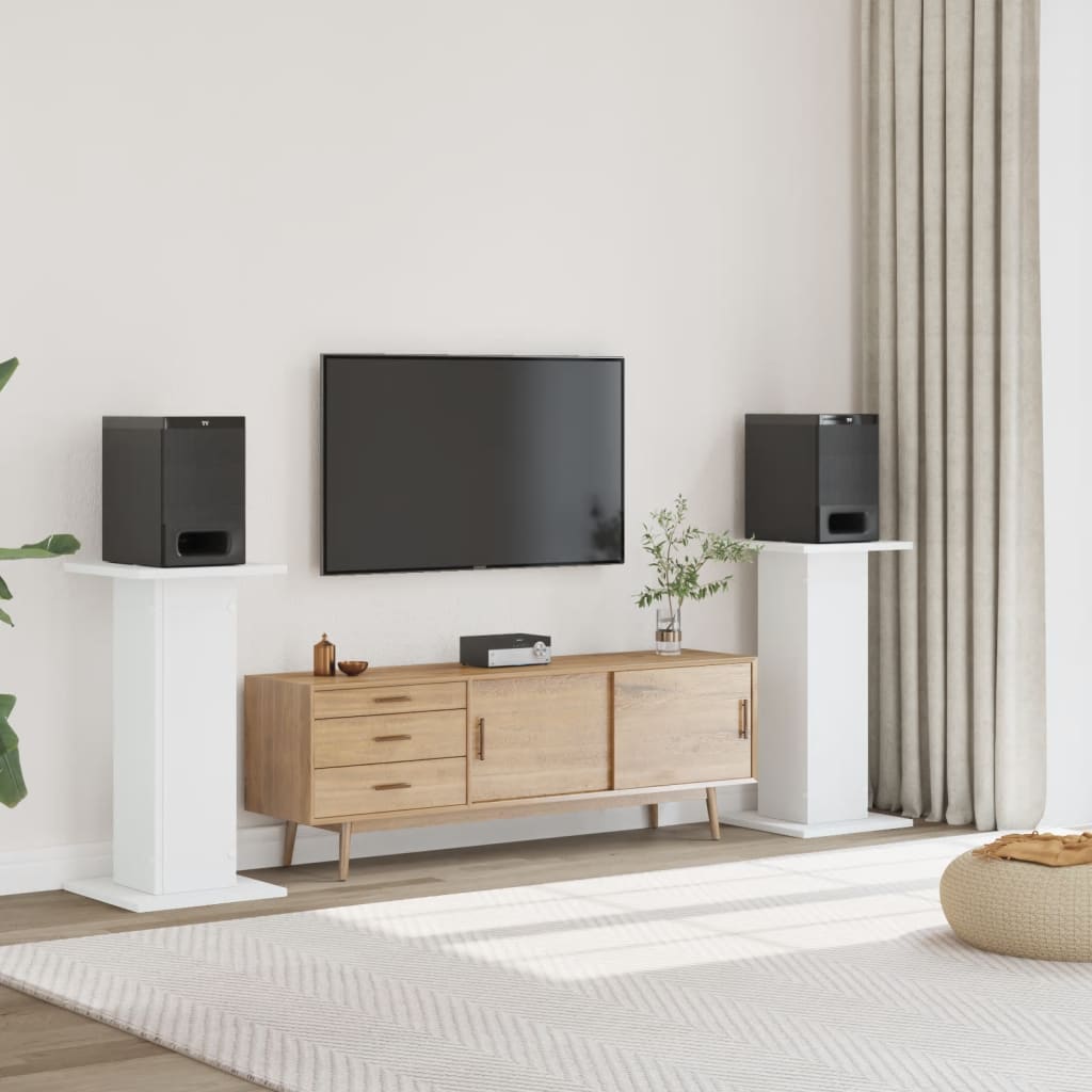 Speakerstandaards 2 st 30x30x80 cm bewerkt hout wit is nu te koop bij PeponiXL, paradijselijk wonen!