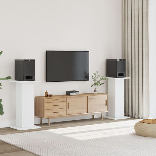 Speakerstandaards 2 st 30x30x80 cm bewerkt hout wit is nu te koop bij PeponiXL, paradijselijk wonen!