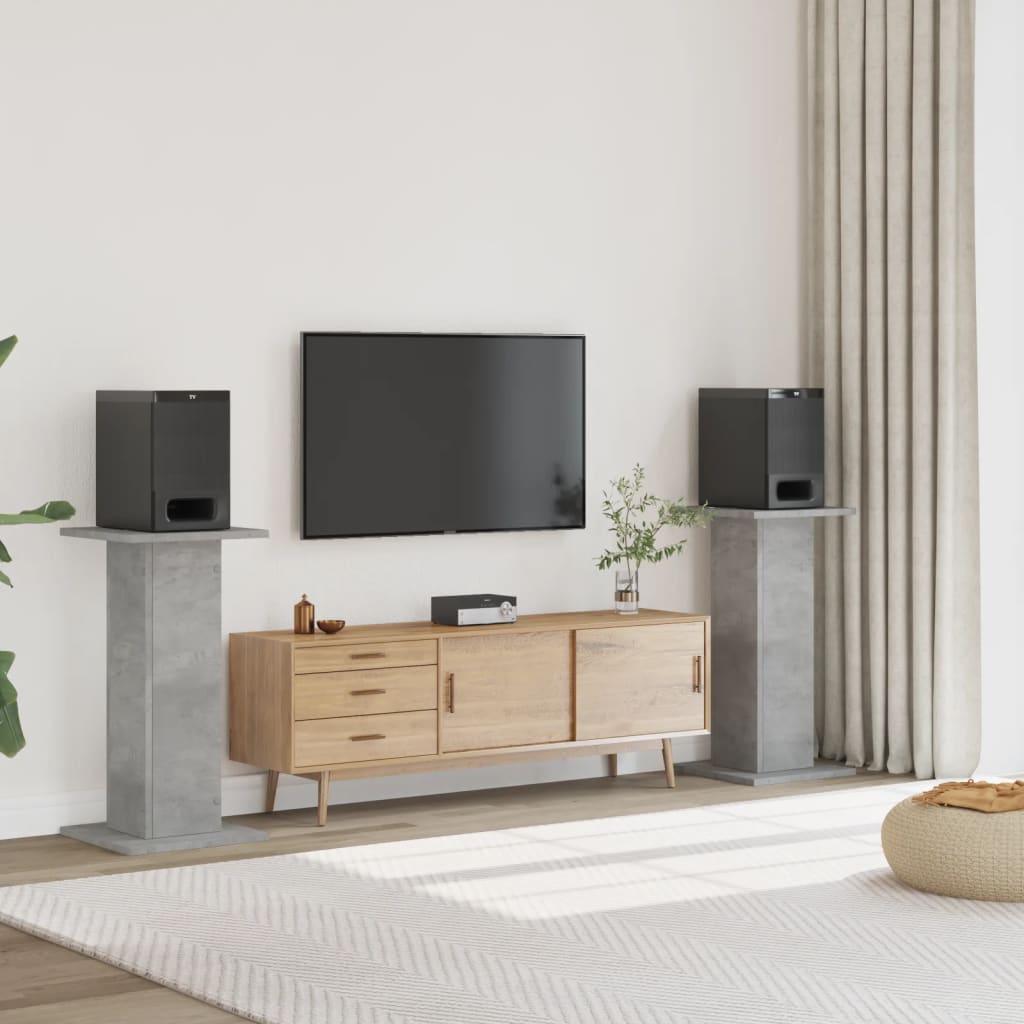 Speakerstandaards 2 st 30x30x80 cm bewerkt hout betongrijs is nu te koop bij PeponiXL, paradijselijk wonen!