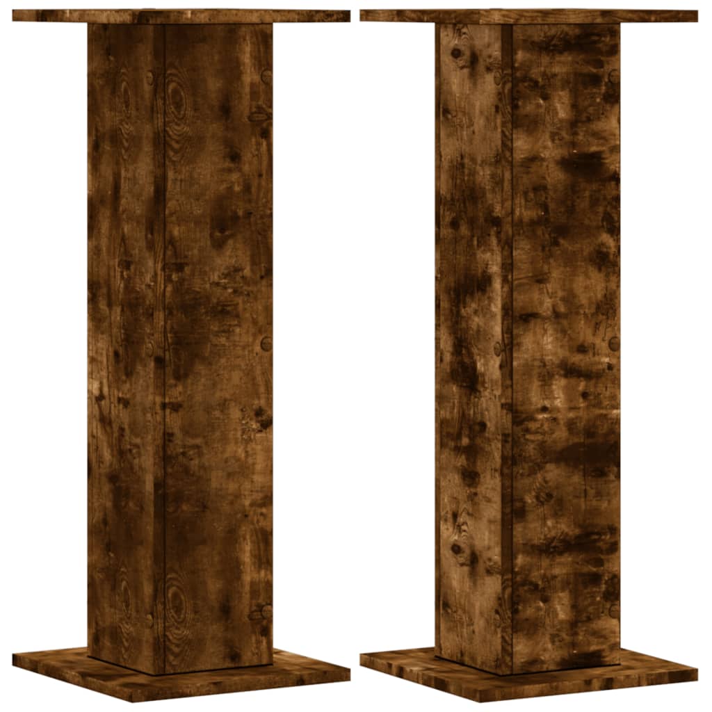 Speakerstandaards 2 st 30x30x80 cm bewerkt hout gerookt eiken is nu te koop bij PeponiXL, paradijselijk wonen!