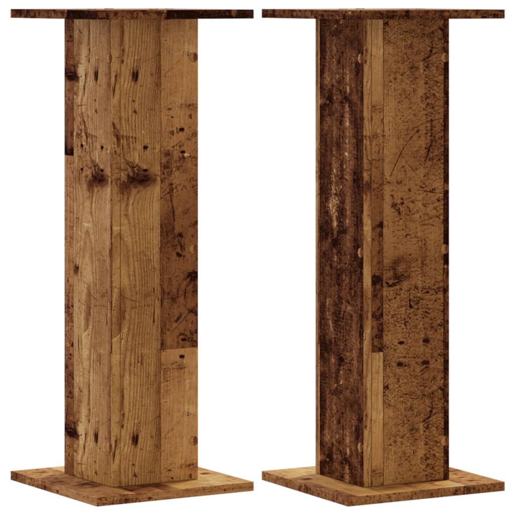 Speakerstandaards 2 st 30x30x80 cm bewerkt hout oud houtkleurig is nu te koop bij PeponiXL, paradijselijk wonen!