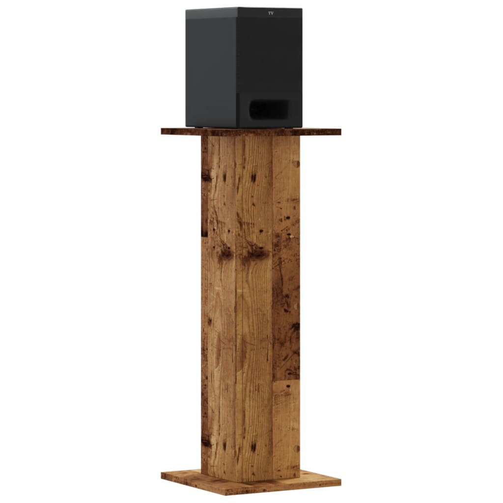 Speakerstandaards 2 st 30x30x80 cm bewerkt hout oud houtkleurig is nu te koop bij PeponiXL, paradijselijk wonen!