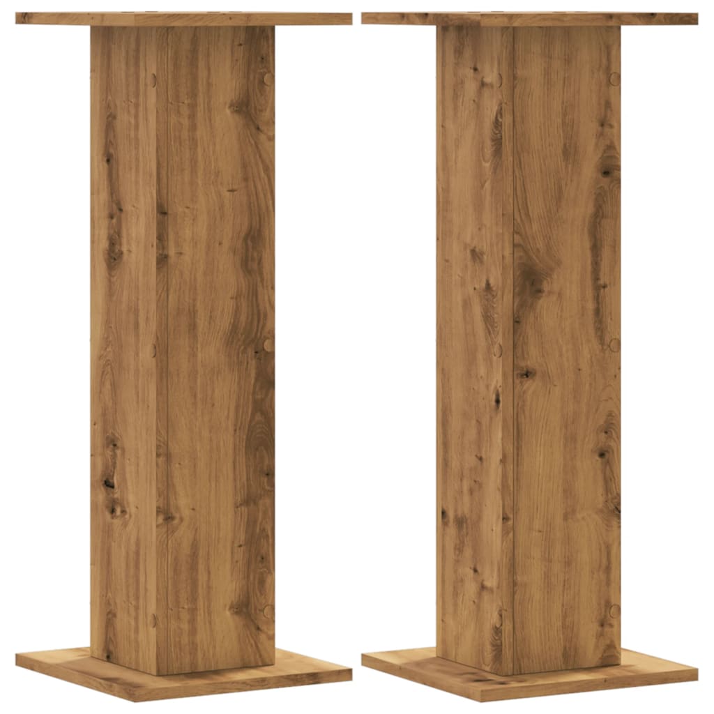 Speakerstandaards 2 st 30x30x80 cm hout artisanaal eikenkleurig is nu te koop bij PeponiXL, paradijselijk wonen!