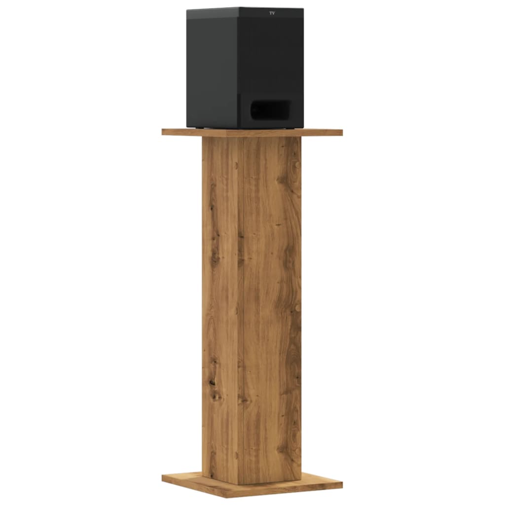 Speakerstandaards 2 st 30x30x80 cm hout artisanaal eikenkleurig is nu te koop bij PeponiXL, paradijselijk wonen!