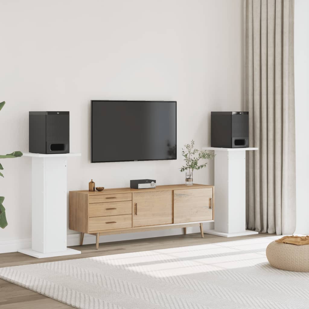Speakerstandaards 2 st 30x30x95 cm bewerkt hout wit is nu te koop bij PeponiXL, paradijselijk wonen!