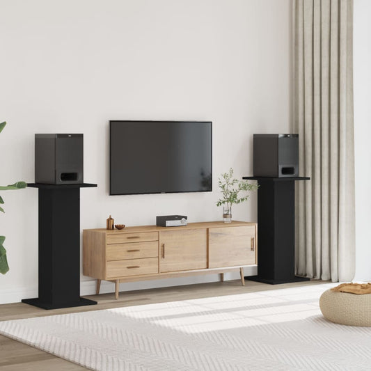 Speakerstandaards 2 st 30x30x95 cm bewerkt hout zwart is nu te koop bij PeponiXL, paradijselijk wonen!