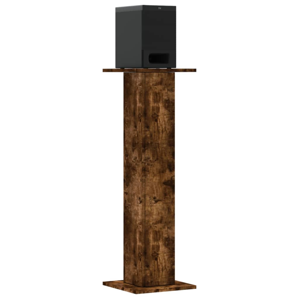 Speakerstandaards 2 st 30x30x95 cm bewerkt hout gerookt eiken is nu te koop bij PeponiXL, paradijselijk wonen!
