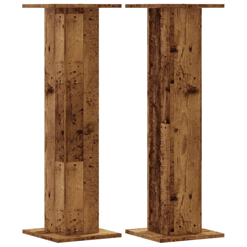Speakerstandaards 2 st 30x30x95 cm bewerkt hout oud houtkleurig is nu te koop bij PeponiXL, paradijselijk wonen!
