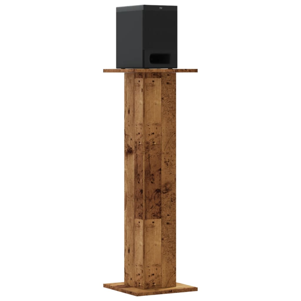 Speakerstandaards 2 st 30x30x95 cm bewerkt hout oud houtkleurig is nu te koop bij PeponiXL, paradijselijk wonen!