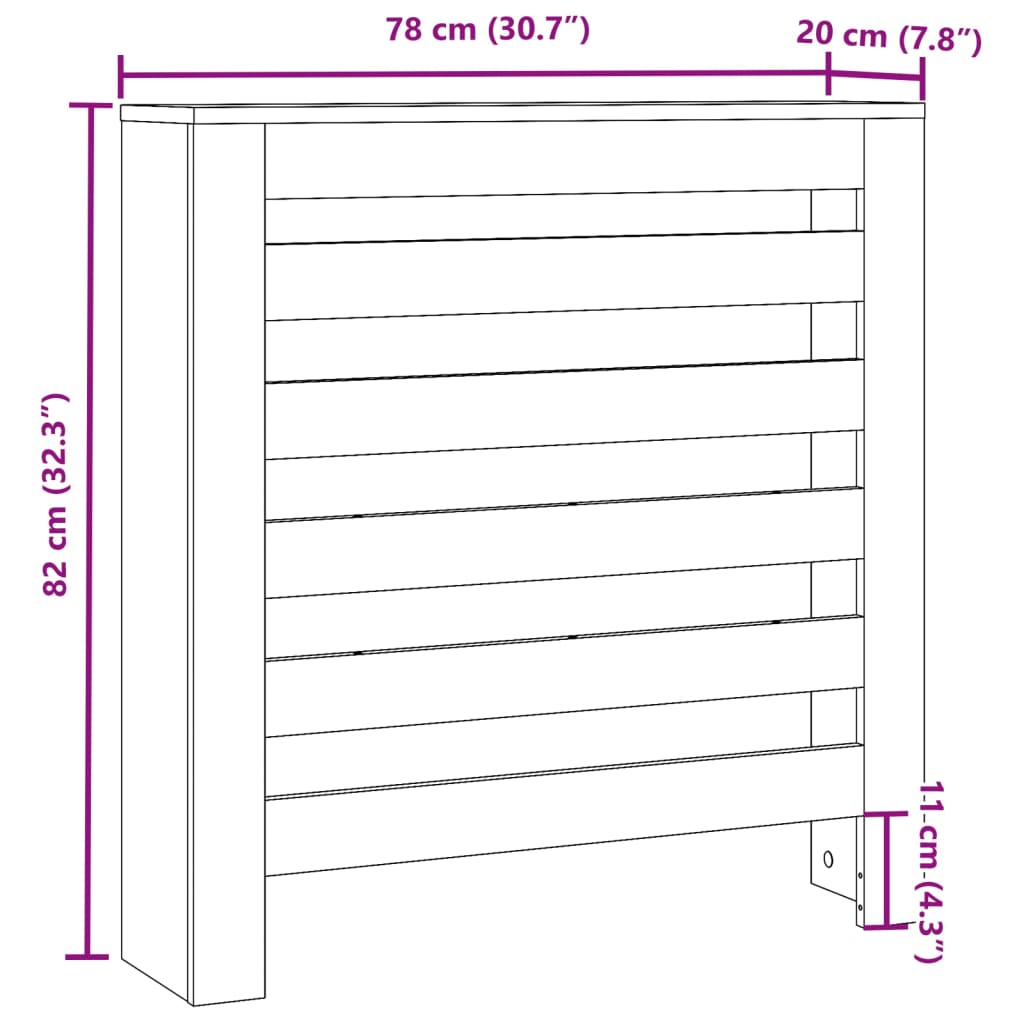 Radiatorombouw 78x20x82 cm bewerkt hout gerookt eikenkleurig is nu te koop bij PeponiXL, paradijselijk wonen!