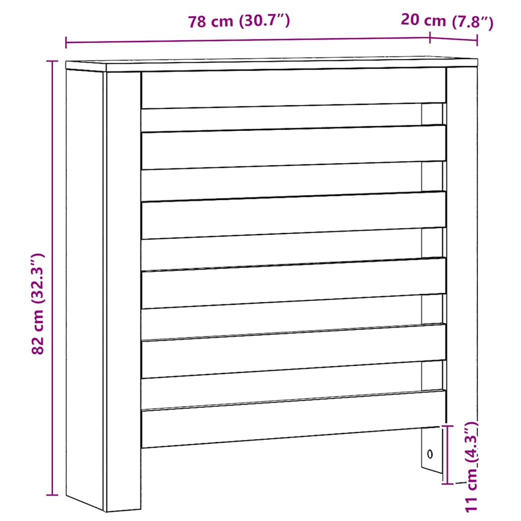 Radiatorombouw 78x20x82 cm bewerkt hout artisanaal eikenkleur is nu te koop bij PeponiXL, paradijselijk wonen!