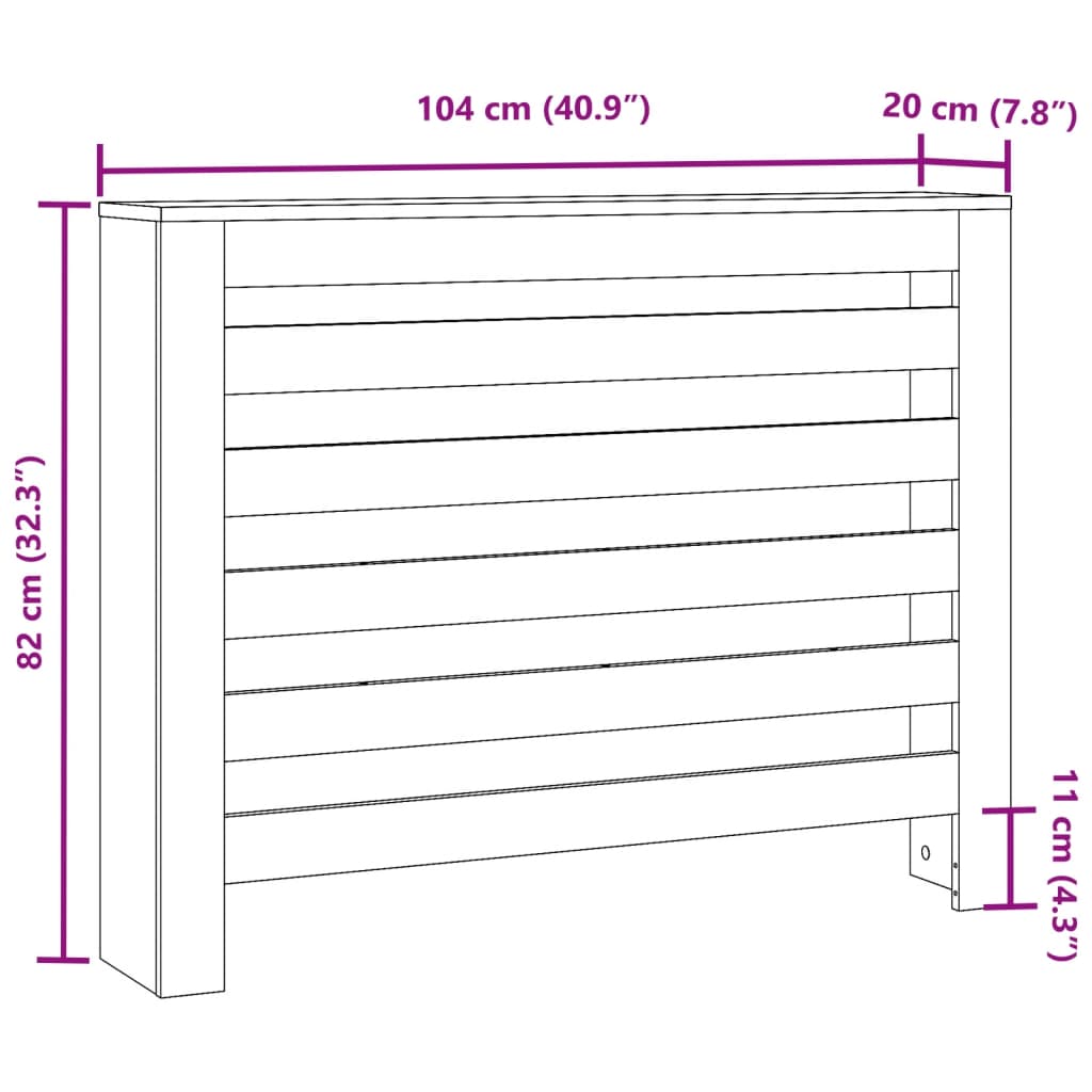 Radiatorombouw 104x20x82 cm bewerkt hout betongrijs is nu te koop bij PeponiXL, paradijselijk wonen!