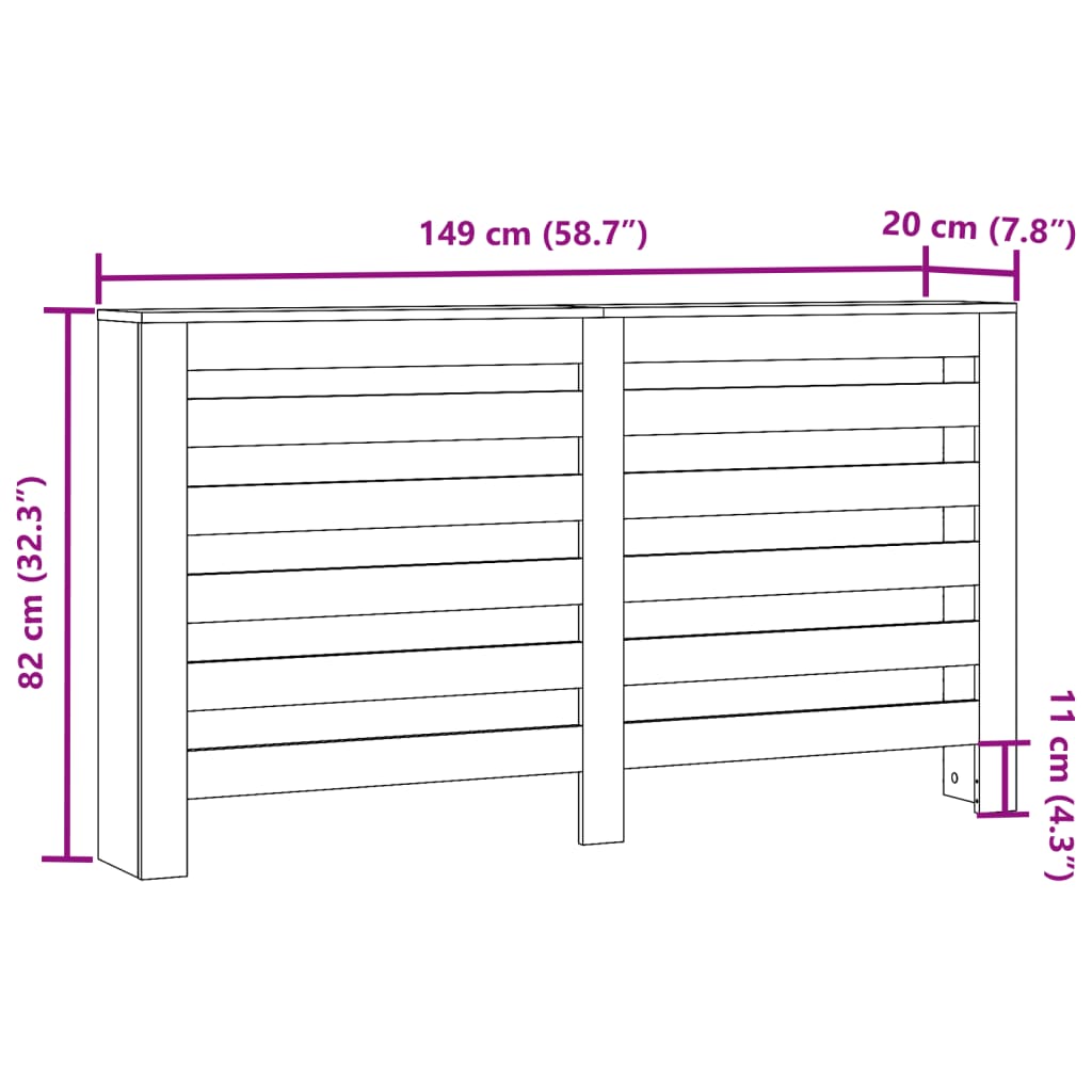Radiatorombouw 149x20x82 cm bewerkt hout grijs sonoma eiken is nu te koop bij PeponiXL, paradijselijk wonen!