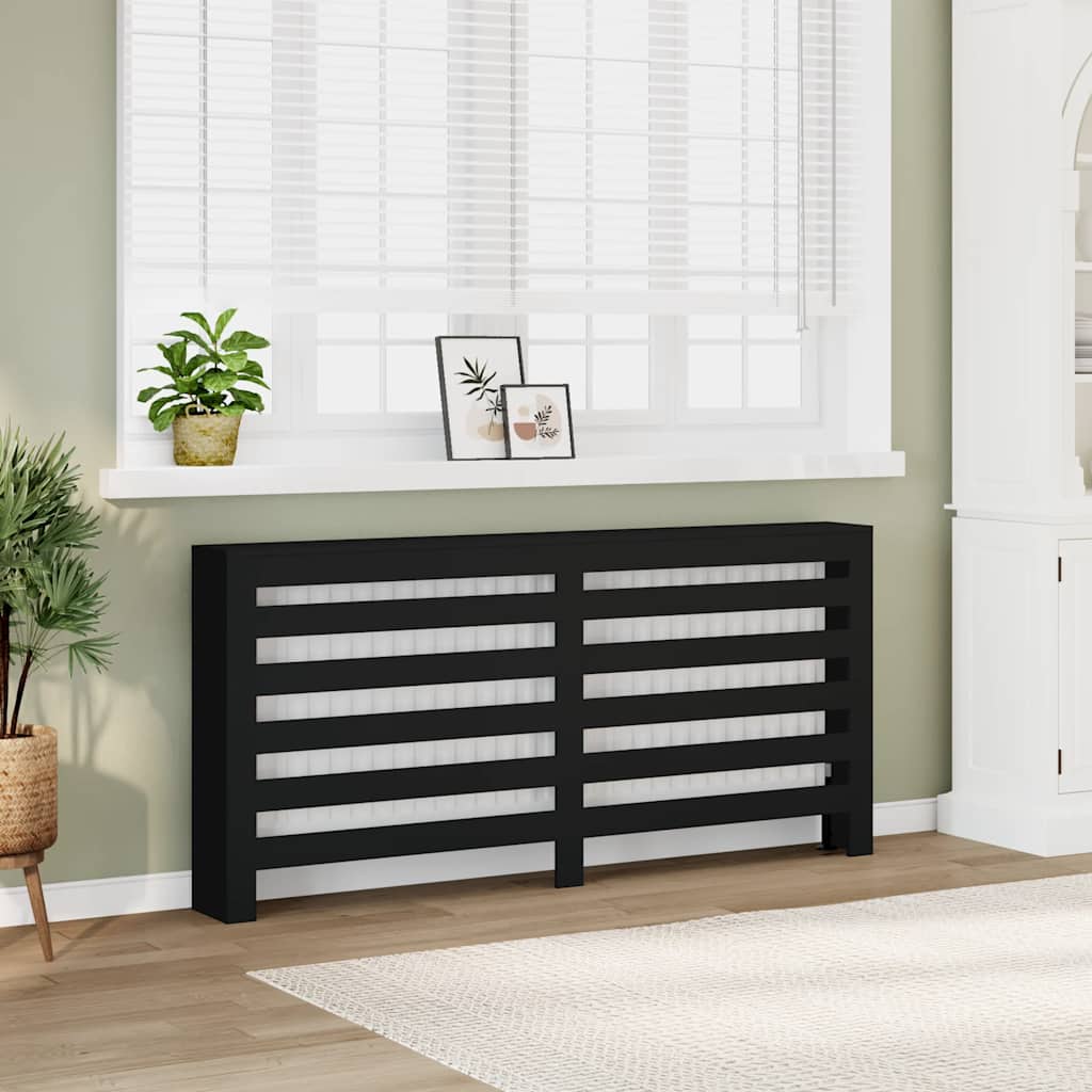 Radiatorombouw 175x20x82 cm bewerkt hout zwart is nu te koop bij PeponiXL, paradijselijk wonen!