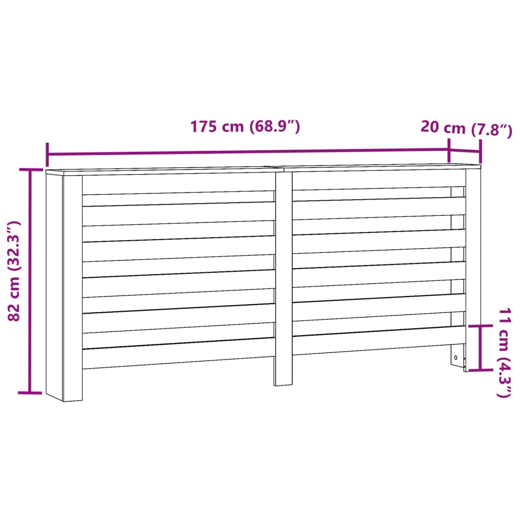 Radiatorombouw 175x20x82 cm bewerkt hout sonoma eikenkleurig is nu te koop bij PeponiXL, paradijselijk wonen!