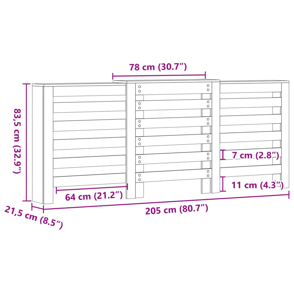 Radiatorombouw 205x21,5x83,5 cm bewerkt hout wit is nu te koop bij PeponiXL, paradijselijk wonen!